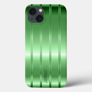 Hi Tech Metallic Green Stripes Design iPhone 13 Case