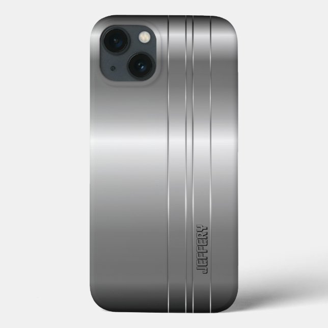 Hi Tech Metallic Silver Stripes 2 Design Case-Mate iPhone Case (Back)