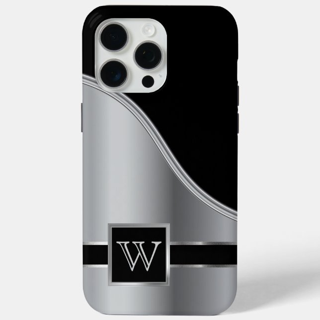 Hi Tech Silver Metallic Monogram Design  Case-Mate iPhone Case (Back)