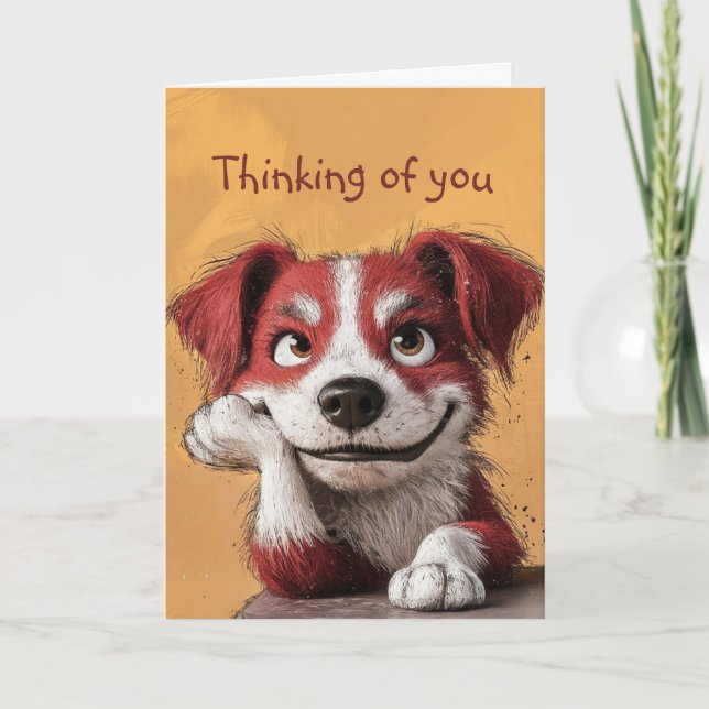 Hi Thinking of You Cute Dog Puppy Animal  Card (Front)