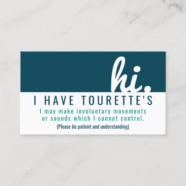 hi tourette syndrome patience pvc badge business card (Front)