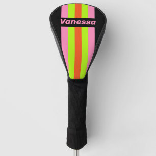 HI-VIS and Pink Pin Striped with Name Golf Head Cover