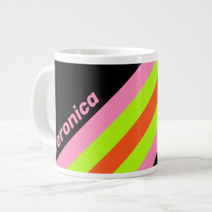 HI-VIS and Pink Stripes with Name Large Coffee Mug