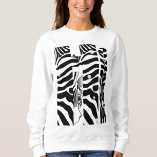 "Hi" Zebra Black/White Stripes Abstract Trendy Sweatshirt