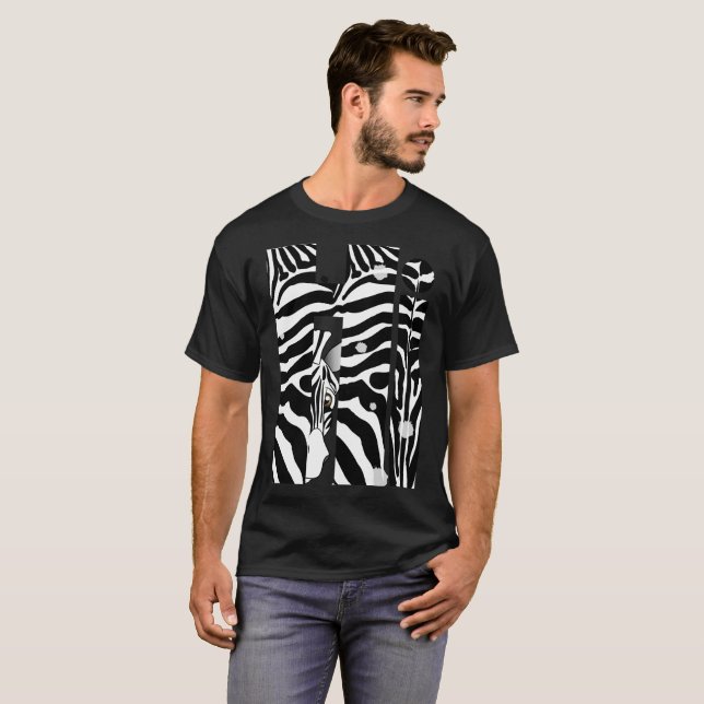 "Hi" Zebra Black/White Stripes Abstract Trendy T-Shirt (Front Full)