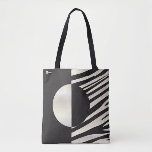 "Hi" Zebra Black/White Stripes Abstract Trendy Tote Bag