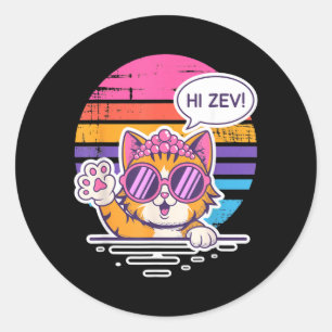 Hi Zev Funny Cat Princess Sunset Sungles Crown Classic Round Sticker