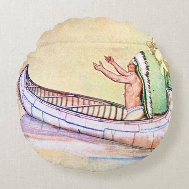 Hiawatha Magic Canoe Round Cushion (Front)
