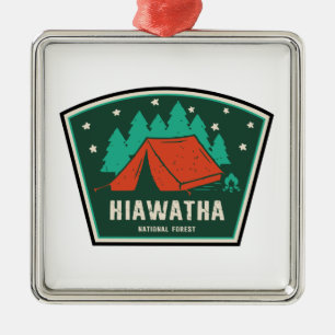 Hiawatha National Forest Camping Metal Tree Decoration