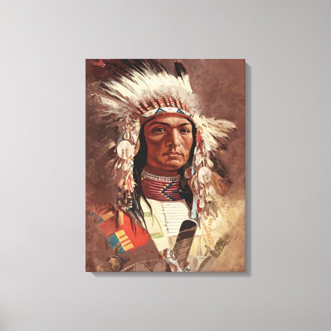 Hiawatha Native American Indian Chief Portrait Canvas Print (Front)