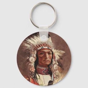Hiawatha Native American Indian Chief Portrait Key Ring