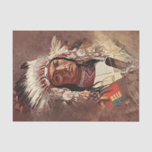 Hiawatha Native American Indian Chief Portrait Tissue Paper