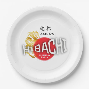 Hibachi Chef Japanese Sushi BBQ Dragon Birthday Paper Plate