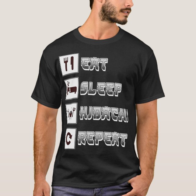 Hibachi  Eat Sleep Hibachi Grill Repeat  Food T-Shirt (Front)