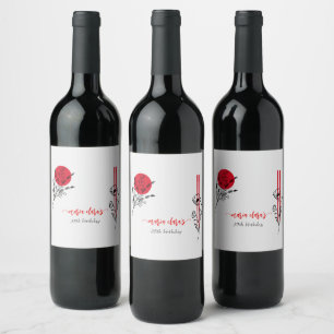 Hibachi Japanese BBQ Grill Chef Birthday Dinner Wine Label