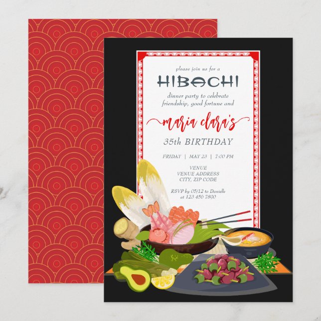 Hibachi Japanese BBQ Grill Chef Birthday Party Invitation (Front/Back)
