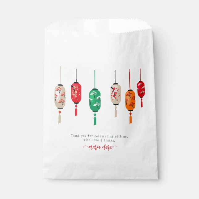Hibachi Japanese Lanterns Chef Birthday Party Favour Bags (Front)