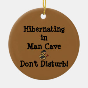 Hibernating in Man Cave Ceramic Tree Decoration