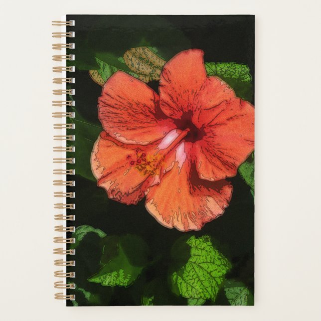 Hibiscus 424 tropical red flower  planner (Front)