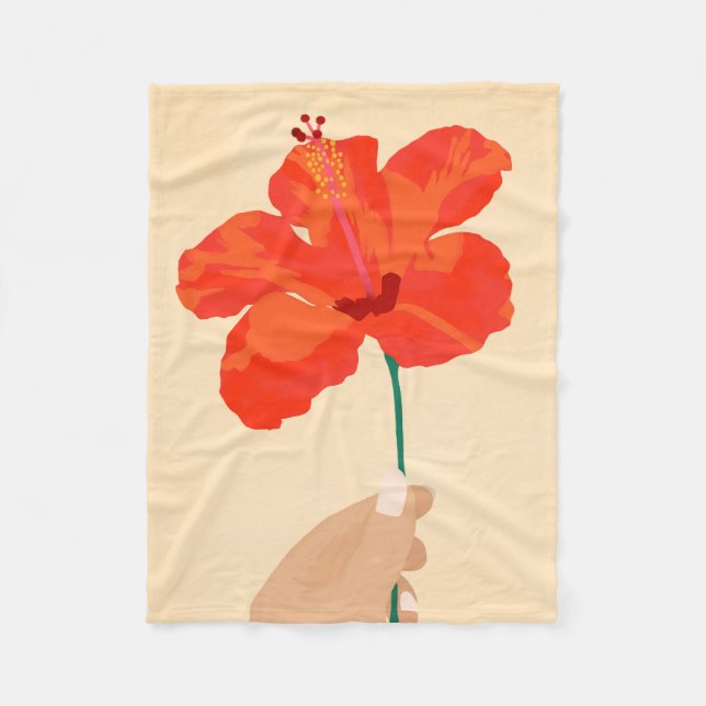 Hibiscus Affection Fleece Blanket (Front)