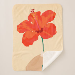 Hibiscus Affection Sherpa Blanket