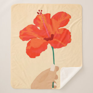 Hibiscus Affection Sherpa Blanket