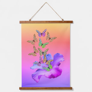 Hibiscus And Butterflies Abstract  Hanging Tapestry