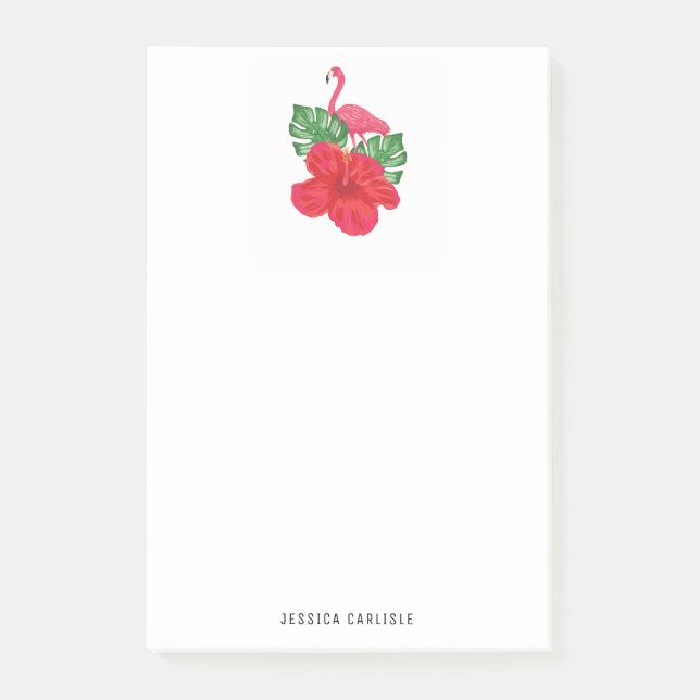 Hibiscus and Flamingo Tropical Post-it Notes (Front)