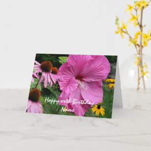 Hibiscus And Flower Friends Personalised Birthday Card