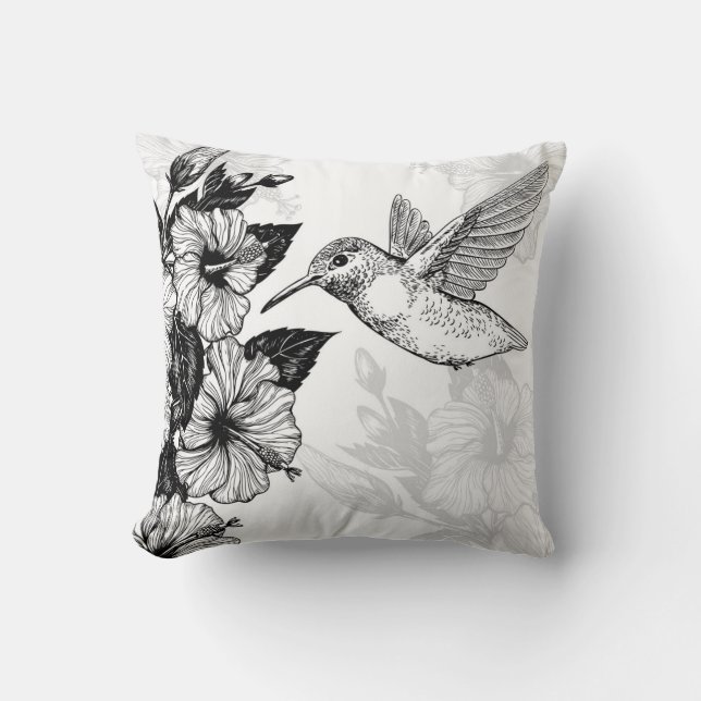 Hibiscus and hummingbird cushion (Front)
