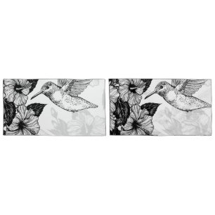 Hibiscus and hummingbird pillowcase