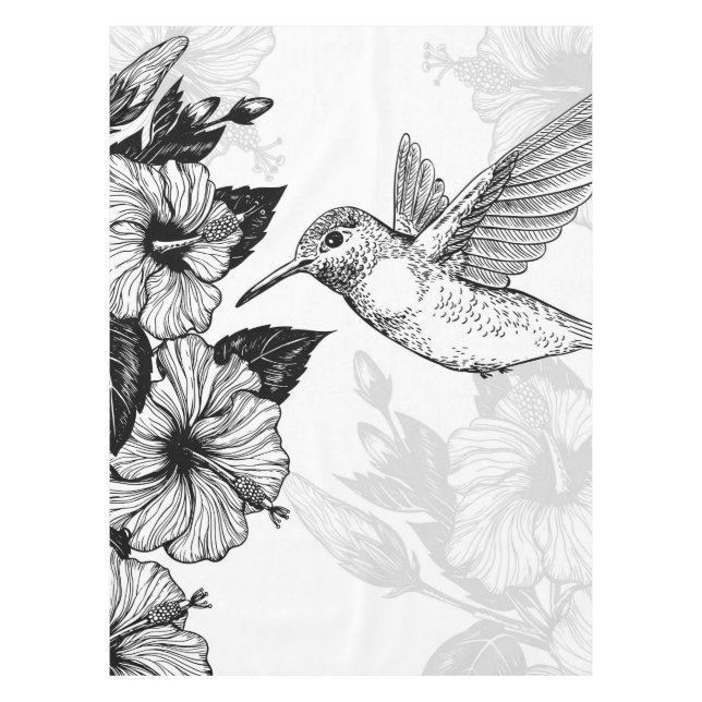 Hibiscus and hummingbird tablecloth (Front)
