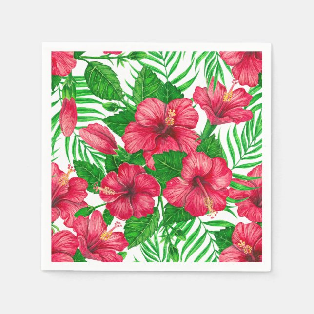 Hibiscus and palm leaves napkin (Front)