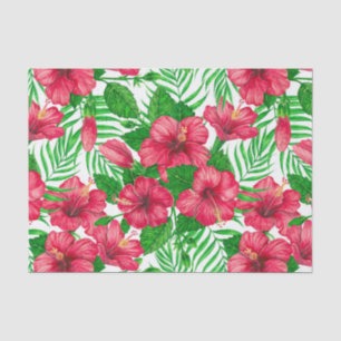 Hibiscus and palm leaves tissue paper