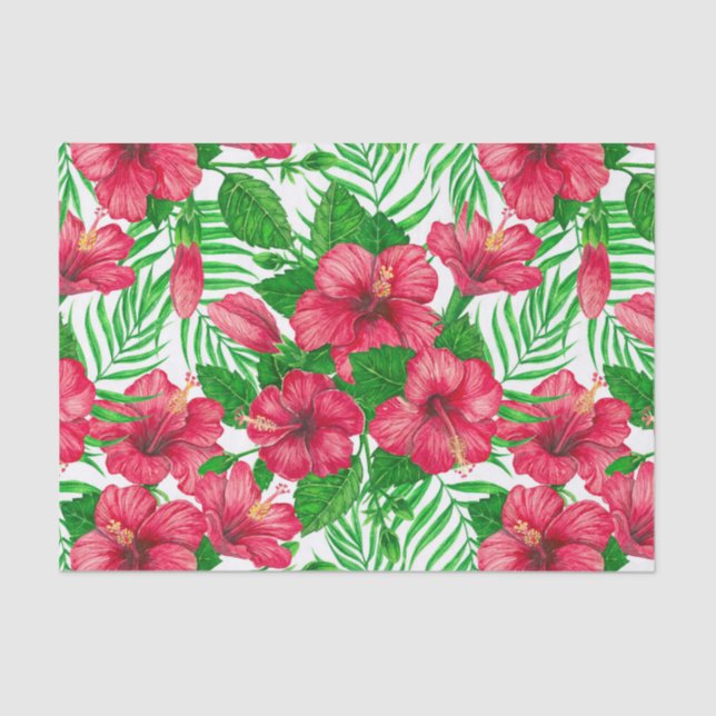 Hibiscus and palm leaves tissue paper (Front)