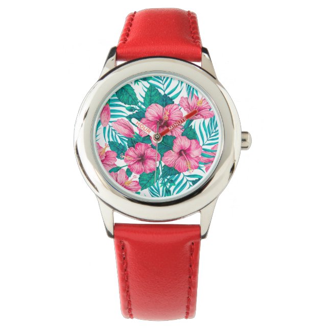 Hibiscus and palm leaves watch (Front)