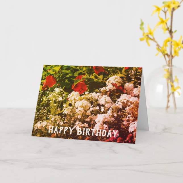 Hibiscus And Phlox Customisable Birthday Card (Yellow Flower)