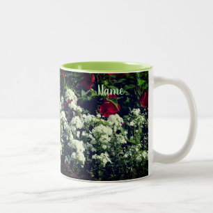 Hibiscus And Phlox Flowers Personalised Two-Tone Coffee Mug