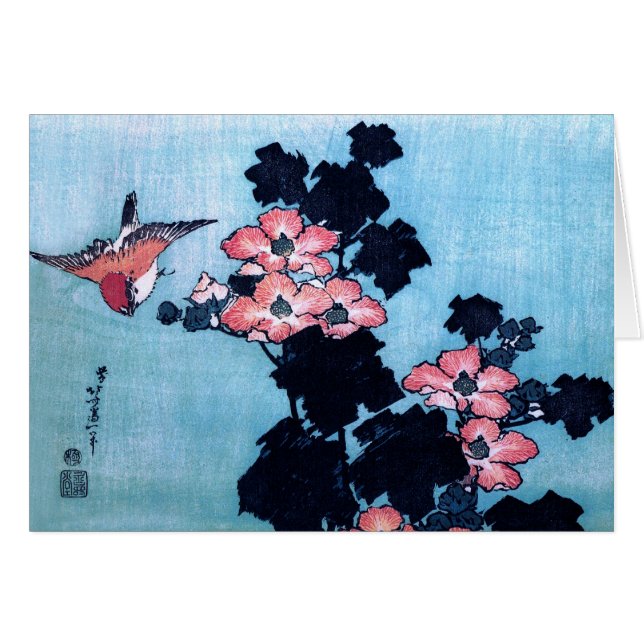 Hibiscus and Sparrow, Hokusai (Front Horizontal)