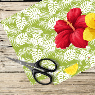 hibiscus and tropical leaves tissue paper