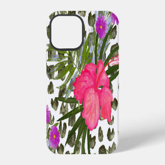 Hibiscus Animal: Watercolor Seamless Pattern. iPhone 12 Case