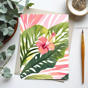 Hibiscus Beauty   Tropical Flower Watercolor Postcard