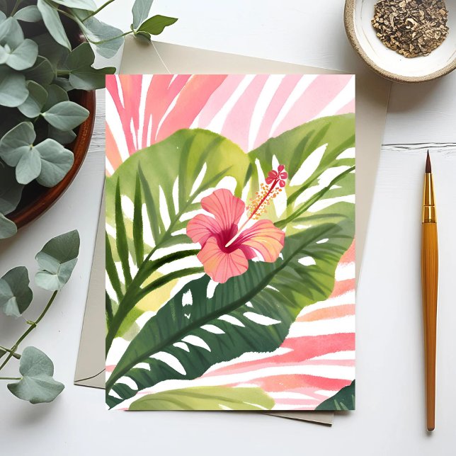 Hibiscus Beauty | Tropical Flower Watercolor Postcard (Creator Uploaded)