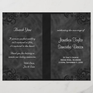 Hibiscus Black Floral Goth Folded Wedding Programs