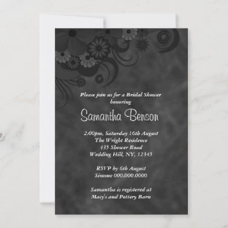 Hibiscus Black Floral Wedding Bridal Shower Invite
