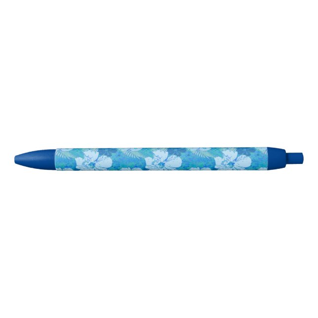 Hibiscus Blue Batik Black Ink Pen (Front)