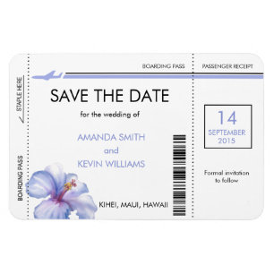 Hibiscus Boarding Pass Save the Date Magnets