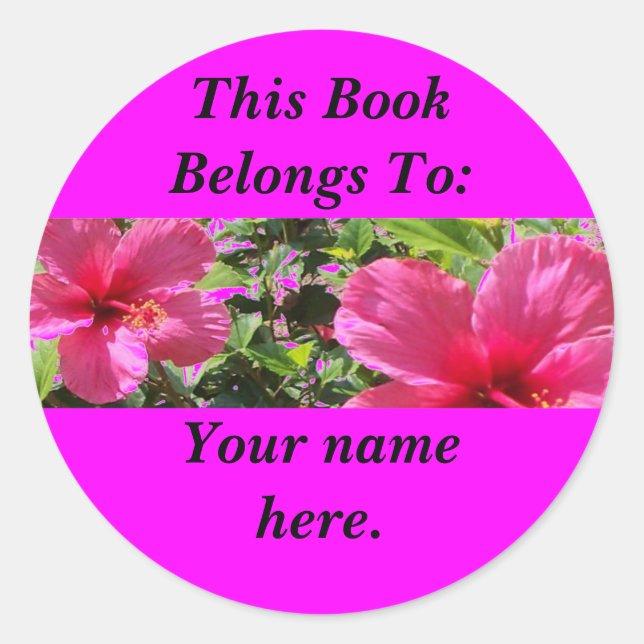 Hibiscus, Book Plates Classic Round Sticker (Front)