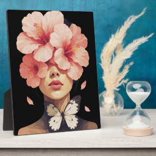 Hibiscus & Butterfly – Modern Floral Botanical Plaque