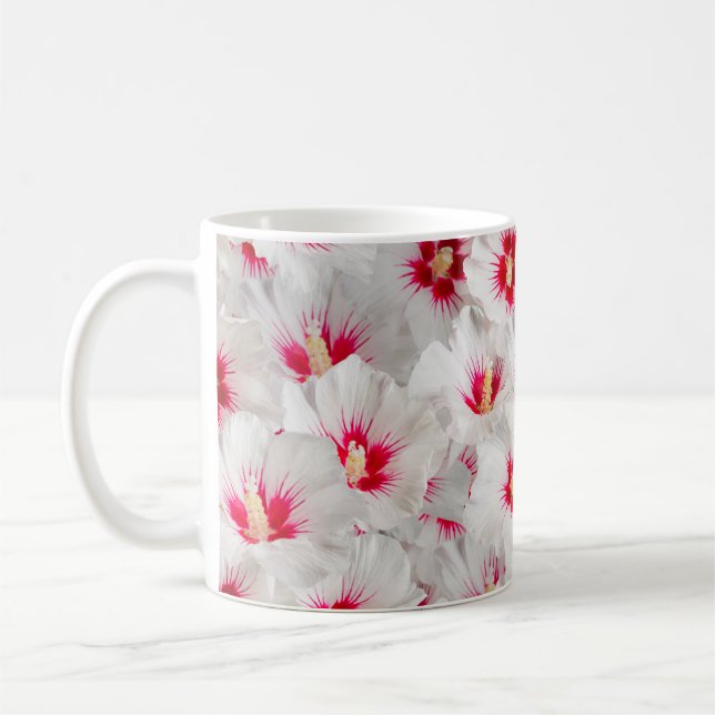 Hibiscus - Chinese Rose Flower Pattern Coffee Mug (Left)